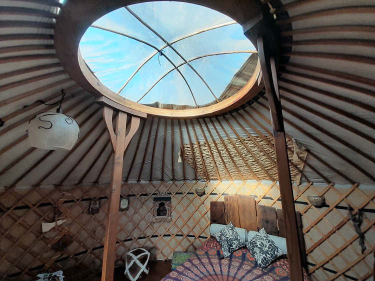 Inside the Green Man Yurt